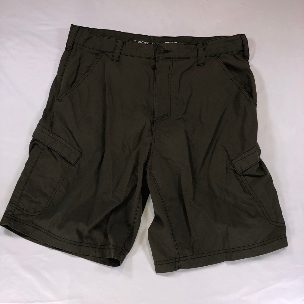 Realtree Mens Ripstop Nylon Cargo Shorts Olive Green Size 34 Hiking Fishing